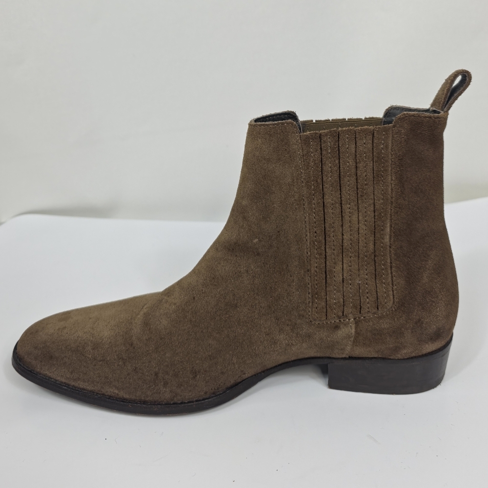 AllSaints Suede Chelsea Boots Tan Elastic Panel Pull On Size 44 US 11 - Picture 5 of 15